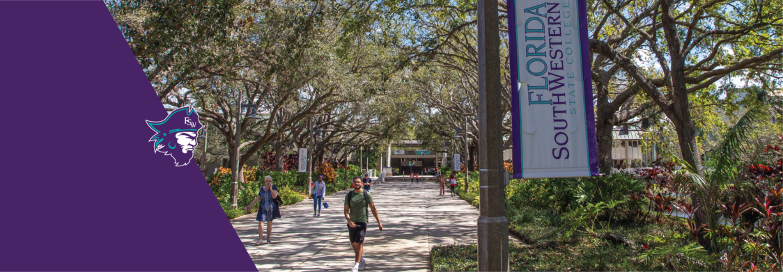 Student walking across FSW campus