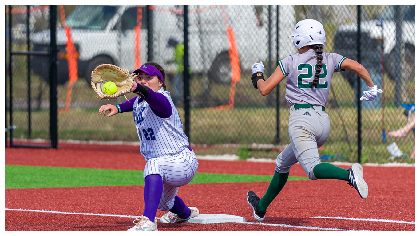 FSW softball athletes in action.